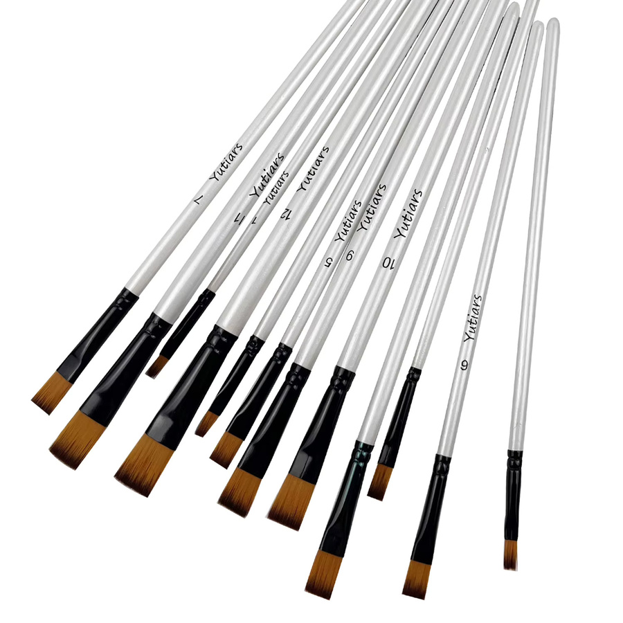 12-teiliges DIY Pinselset mit Nylonhaar und Holzgriff für Öl-, Acryl- und Aquarellmalerei - Bild 2