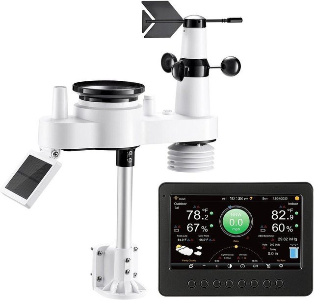 Buying Solutions MB 7-in-1 WLAN-Wetterstation mit 177,8 mm TFT-Display und solarbetriebenem Außensensor in Weiß - Bild 1