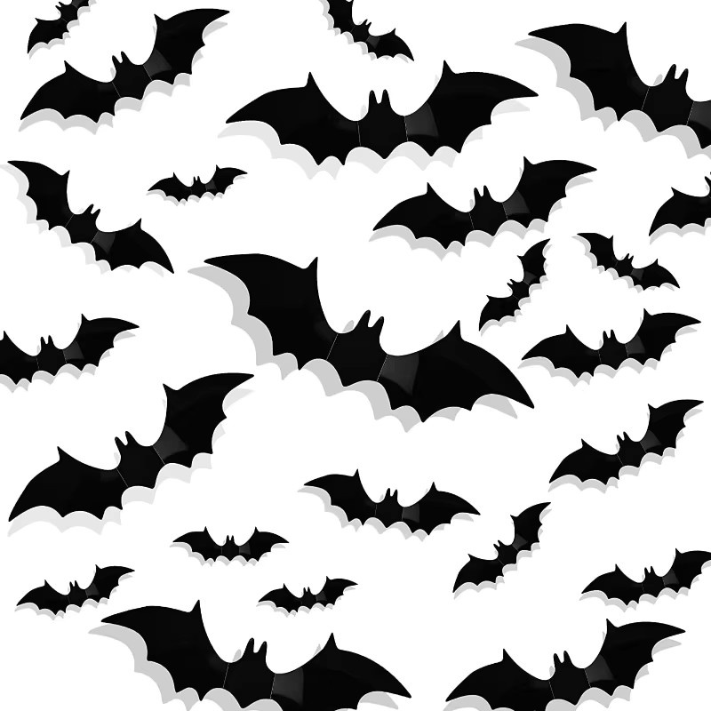 Tongyue Halloween Wandaufkleber mit schwarzen Fledermäusen als gruselige Partydekoration - Bild 3