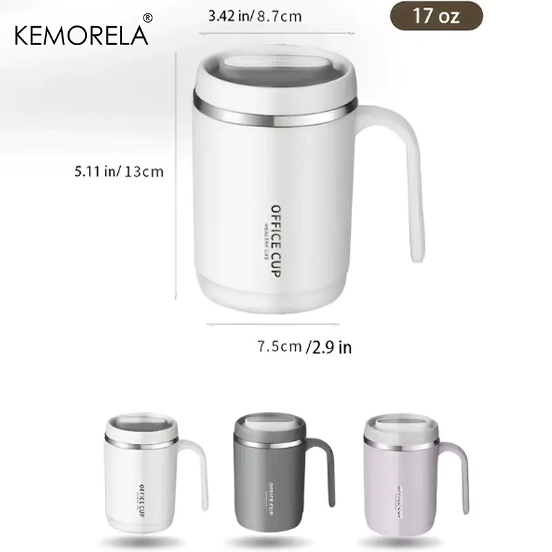 KEMORELA Isolierter Edelstahlbecher mit Deckel und Strohhalm, 502,75 ml Reisebecher für heiße und kalte Getränke in Purple und White - Bild 6