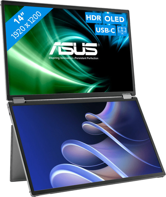 ASUS ZenScreen Duo OLED MQ149CD LED-Monitor Full HD, 21,0 Zoll, Silber - Bild 1