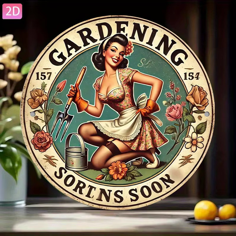 Potdemiel Garden Retro-Wanddekoration aus Metall mit floralem Design, Rund, Mehrfarbig, Durchmesser: 20 cm - Bild 3