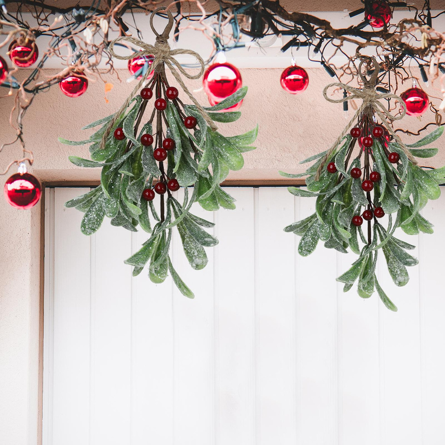 OutsideWorld Künstliche Mistel als Weihnachtsdekoration in Grün zum Aufhängen - Bild 4
