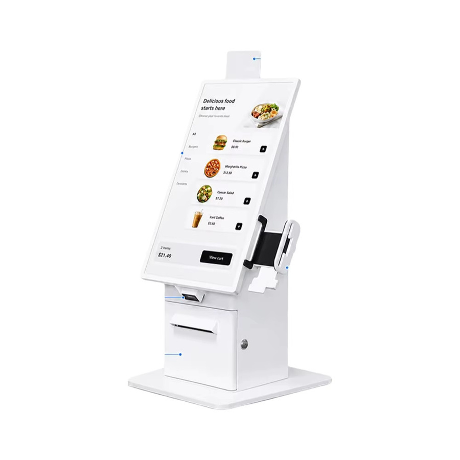 TouchWo Selbstbedienungs-Kiosk mit 27 Zoll Android Touchscreen für Restaurants und Einzelhandel, Weiß - Bild 4