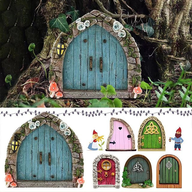 Miniatur Fee Tür als kreative Garten Dekoration für Outdoor und Bastelprojekte aus Kunststoff - Bild 1