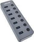 InLine USB 3.2 Gen.1 Hub mit 7 Ports und Schalter, Aluminium, grau, inklusive Netzteil (35395D) - Bild 1