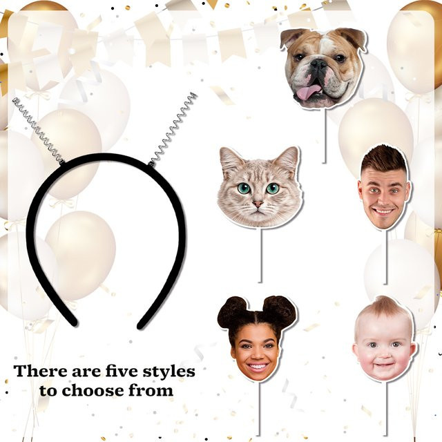 Personalisiertes Foto-Stirnband von WEIGAO in Schwarz für Erwachsene als Party-Requisite für Geburtstag, Hochzeit, Weihnachten oder Abschlussfeier - Bild 1