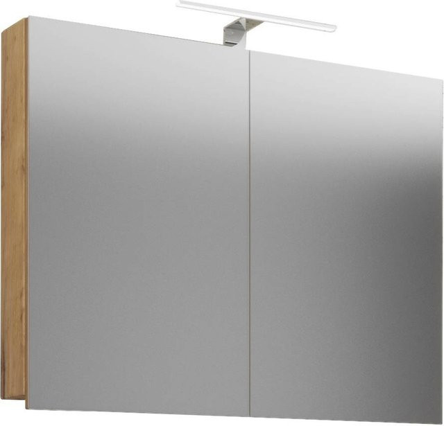 Spiegelschrank Badinos von VCM Möbel in Eiche Honig Nachbildung mit integrierter LED-Beleuchtung, B/H/T: 60 x 42 x 12 cm - Bild 1