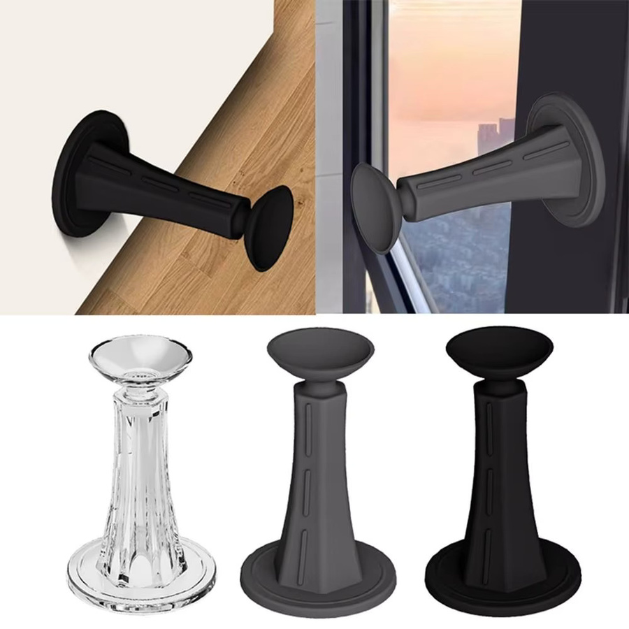 Selbstklebender Türstopper aus Silikon in Transparent als Wandschutz und Türhalter - Bild 2