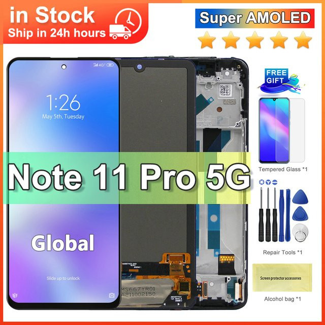 Xiaomi Redmi Note 11 Pro 5G AMOLED Display mit Touchscreen Digitalisierer in Schwarz, 6.67 Zoll - Bild 1