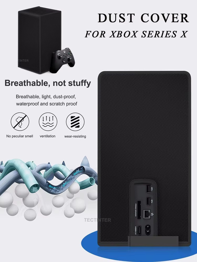 TECTINTER Staubdichte Schutzhülle für Xbox Series X in Schwarz, kratzfest für vertikale und horizontale Nutzung - Bild 7