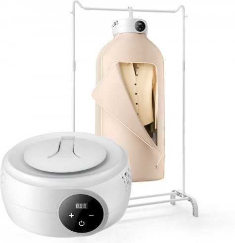 VEVOR tragbarer Wäschetrockner mit 600 W, faltbarer Mini-Trockner mit Trocknertasche, PTC-Heizung, LED-Anzeige und 5-Stunden-Timer, Beige oder Weiß - Bild 1