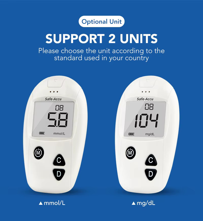 Sinocare Safe-Accu Blutzuckermessgerät Kit in Weiß mit 50 oder 100 Teststreifen und Lanzetten - Bild 2