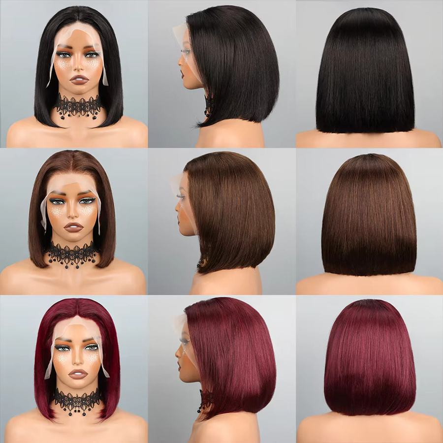 HALOQUEEN HAIR Bob-Perücke, Echthaar, HD-Spitzenfront, gerade, Damen - Bild 5