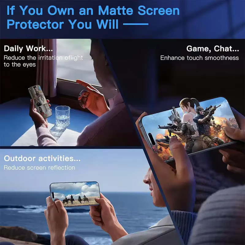 3er-Pack Matte Displayschutzfolie aus Glas für iPhone 11 bis iPhone 17 Pro Max mit oleophober Beschichtung, Transparent - Bild 3