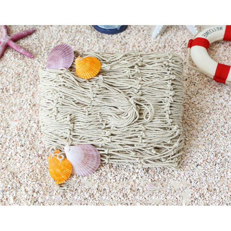 TOMTOP JMS Nautische Wanddekoration mit Fischernetz und Muscheln in Beige, hängendes Ornament für maritimes Flair - Bild 3