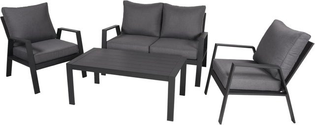 DELUKE Gartenloungeset CARMEN 4-tlg in Grau mit Aluminiumgestell und Polyesterbezug - Bild 1