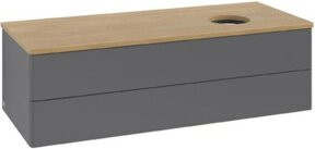 V&B Waschtischunterschrank Antao ohne Frontstruktur in Anthrazit mit Eichenoptik, B/T/H: 120 x 50 x 50 cm - Bild 1