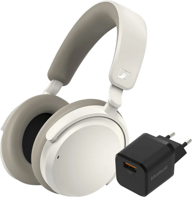 Sennheiser Accentum Wireless Kopfhörer in Weiß mit BlueBuilt Quick-Charge USB-A-Ladegerät 18 W Schwarz - Bild 1