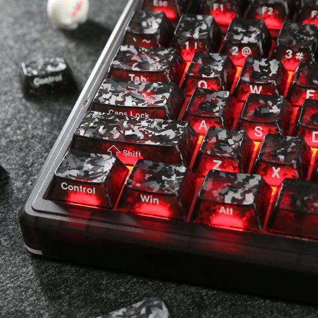 TROVANCO Tastenkappen mit Carbonfaser-Muster in Schwarz, Cherry-Profil mit seitlichem Druck für mechanische Gaming-Tastaturen, 120 Stück - Bild 1