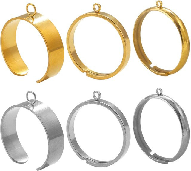 10 Stück Einstellbare Ringe Edelstahl, Unisex - Bild 1