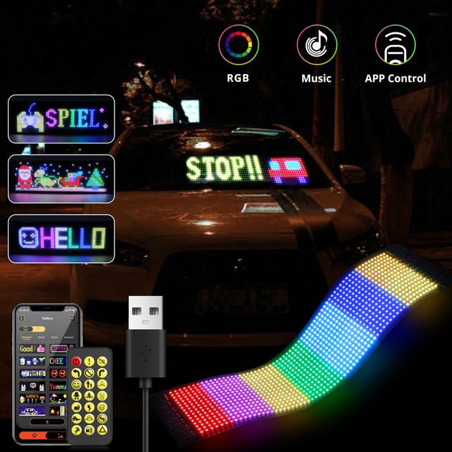 Guillermo LED-Matrix Pixel Bildschirm Panel mit Bluetooth, adressierbare RGB-LED-Anzeige für DIY Graffiti-Text und Muster, Multicolour - Bild 1