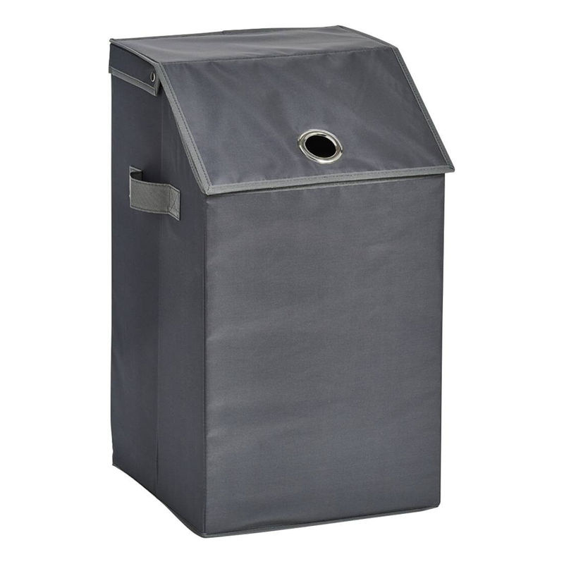 Zeller Wäschesammler aus Polyester in Anthrazit mit Griffen und klappbarer Funktion, B/H/T: 34 x 60 x 34 cm - Bild 3