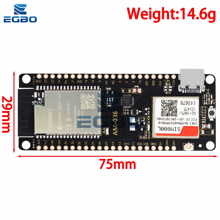 TTGO T-Call V1.3 ESP32 Wireless-Modul mit SIM800L, GSM/GPRS-Antenne und SIM-Antenne in Schwarz für Arduino - Bild 2