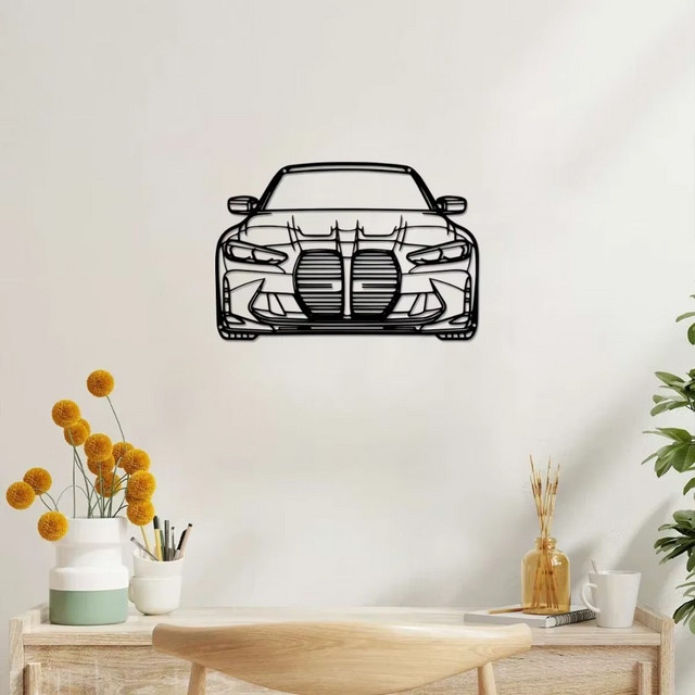 HELLOYOUNG G80 M3 Metall-Wandkunst Auto-Silhouette in Schwarz - Bild 1