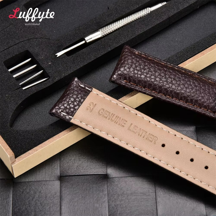 luffyte Uhrenarmband Leder, Lychee-Muster, Unisex - Bild 2