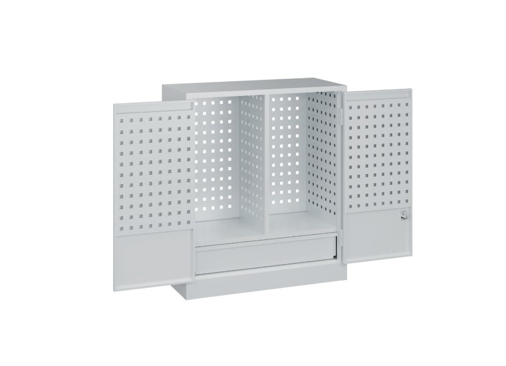 BIGBOXX Hängeschrank für Werkzeug aus Metall in Weiß Matt mit Schranktüren und Regalböden - Bild 1
