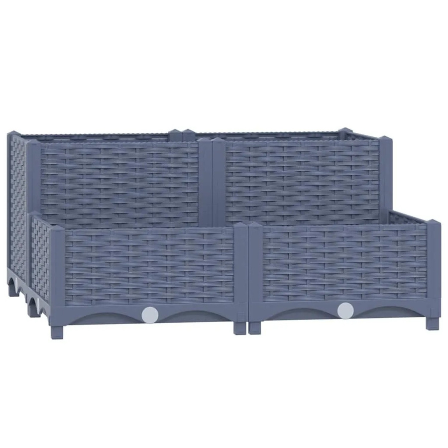 vidaXL Hochbeet aus Polypropylen in Grau und Blau, B/T/H: 80 x 80 x 38 cm - Bild 2