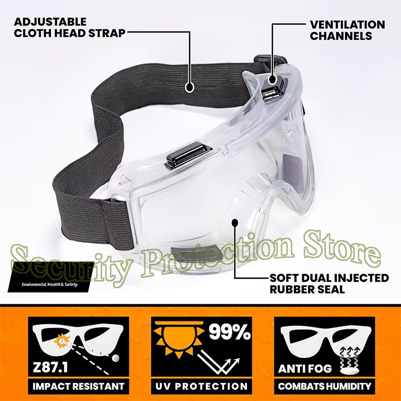 Antibeschlag-Schutzbrille für die Überbrille mit Schlag- und Spritzwasserschutz nach ANSI Z87.1 in Transparent - Bild 3