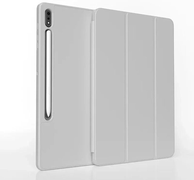 Samsung Schutzhülle mit Stifthalter für Galaxy Tab S10 S9 S8 S7 FE Plus und S11 S10 Lite S9 FE S8 S7 11 A9 Plus in Grau und Weiß - Bild 1