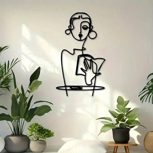 Minimalistische Metall-Wandkunst von CIFBUY in Schwarz als abstrakte Frauen-Silhouette zur Heimdekoration - Bild 1