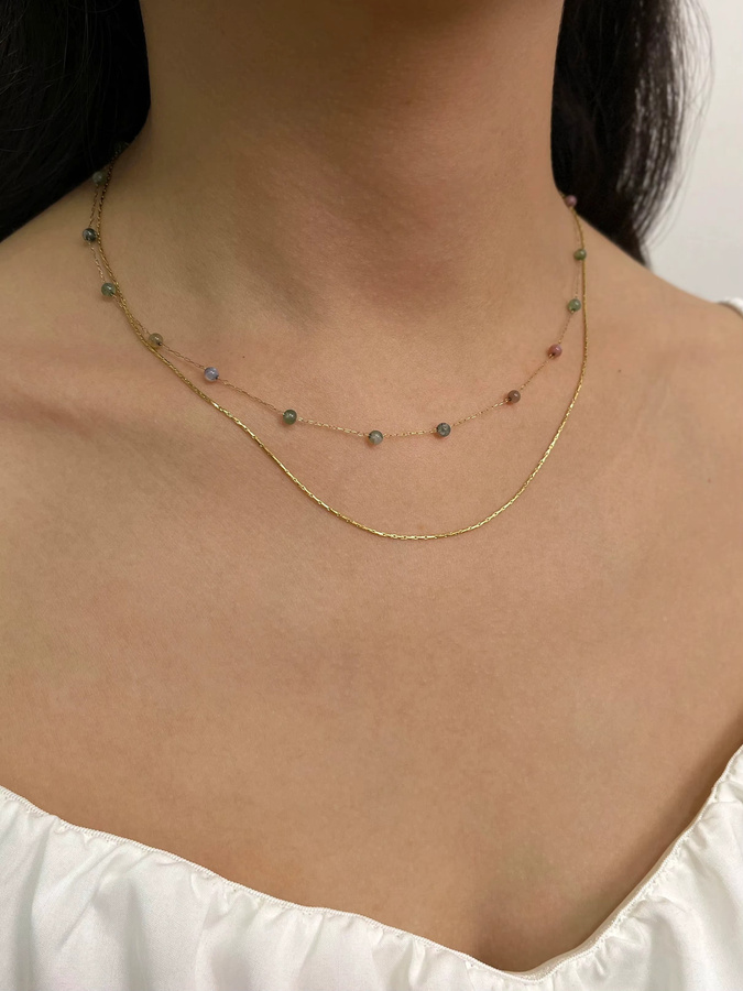 Peri'sbox Choker Halskette, Naturstein Perlen, Edelstahl, Unisex - Bild 2