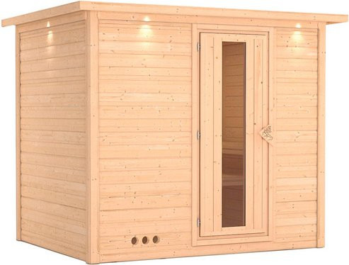 Karibu Sauna Paldiski für 4 Personen aus Fichte in Beige, B/T/H: 264 x 198 x 212 cm - Bild 1