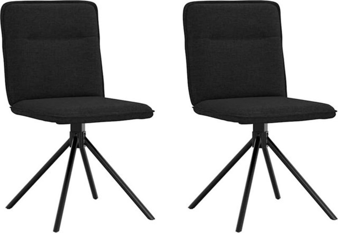 Set aus 2 Polsterstühlen von vidaxl in Schwarz aus Stoff und Metall im modernen Design - Bild 1