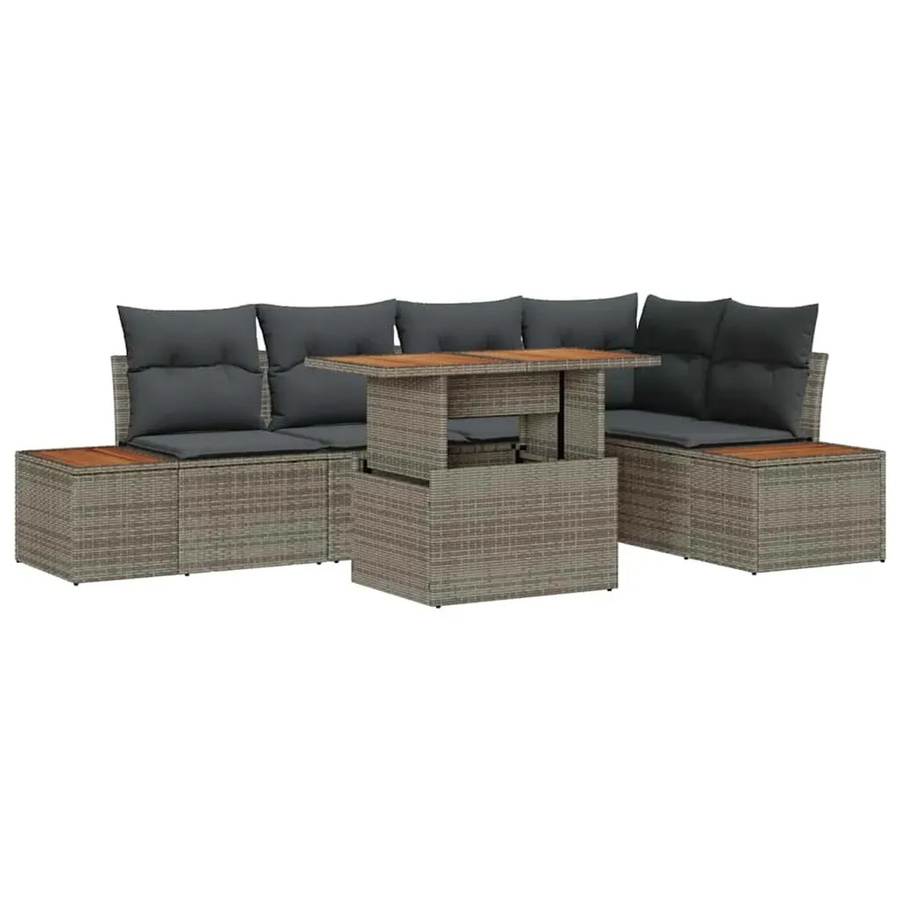 vidaXL Garten-Sofa-Set aus Poly-Rattan in Grau mit 6 Teilen und integriertem Speicher - Bild 2