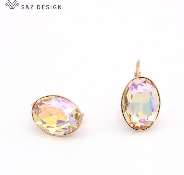 S&Z DESIGN Hängeohrringe, Rosa Kristall, Roségoldene Farbe, Damen - Bild 1