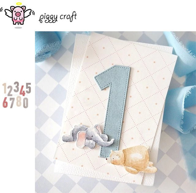 Piggy Craft Metall-Stanzformen mit gepunkteten Zahlen in Blau für Scrapbook und Bastelarbeiten - Bild 1