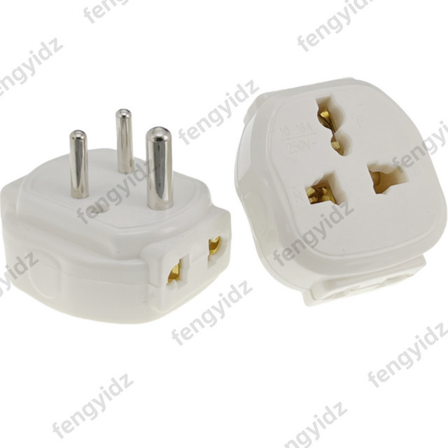 Fengyidz 3 in 1 Reiseadapter Universal Konverter für Südafrika ZA Indien IN Stecker Typ D in Weiß - Bild 1