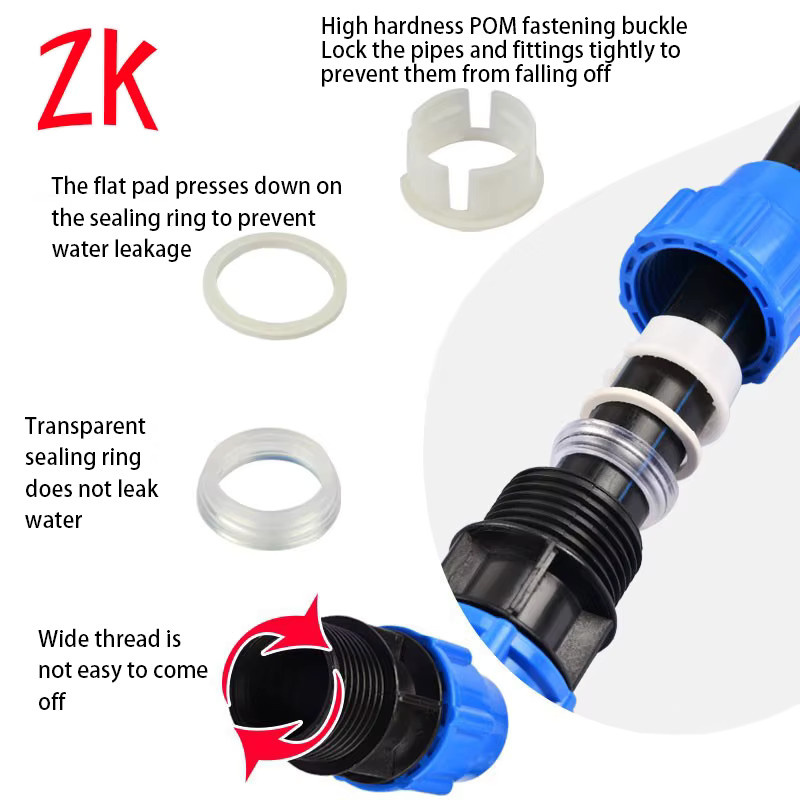 2 Stück Zimir PE-Rohrverbinder Blau, Wasserrohr-Schnellkupplung für Bewässerung in Garten und Landwirtschaft, Set mit Winkel, T-Stück und Kugelventil-Fitting - Bild 4