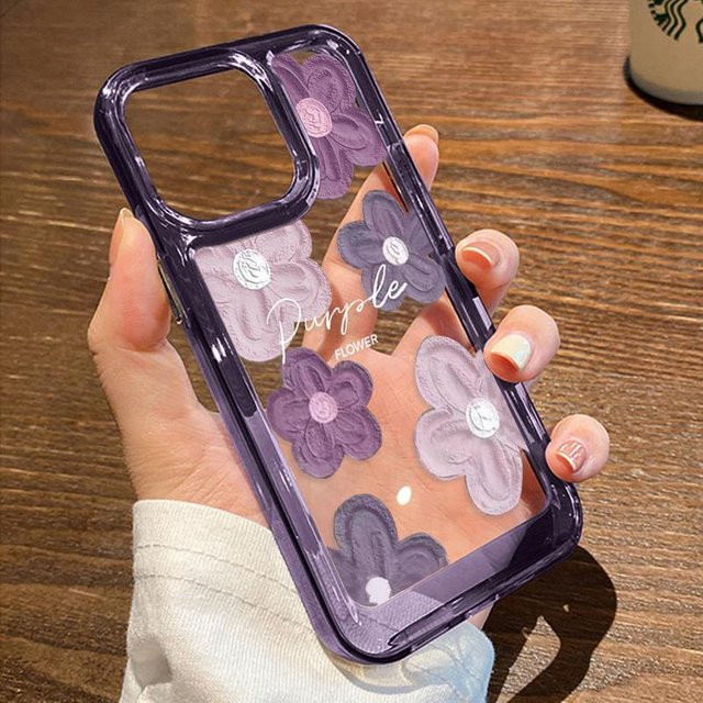 TUNEDEE Handyhülle mit Ölgemälde Blumen für iPhone, stoßfeste Schutzhülle in Grau - Bild 1