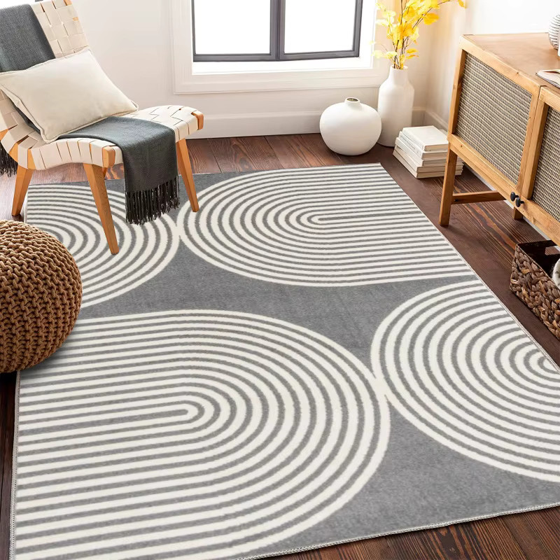 VIKAMA Nordischer Vintage-Teppich, schmutzabweisend und langlebig für Wohnzimmer, Schlafzimmer und Esszimmer - Bild 1