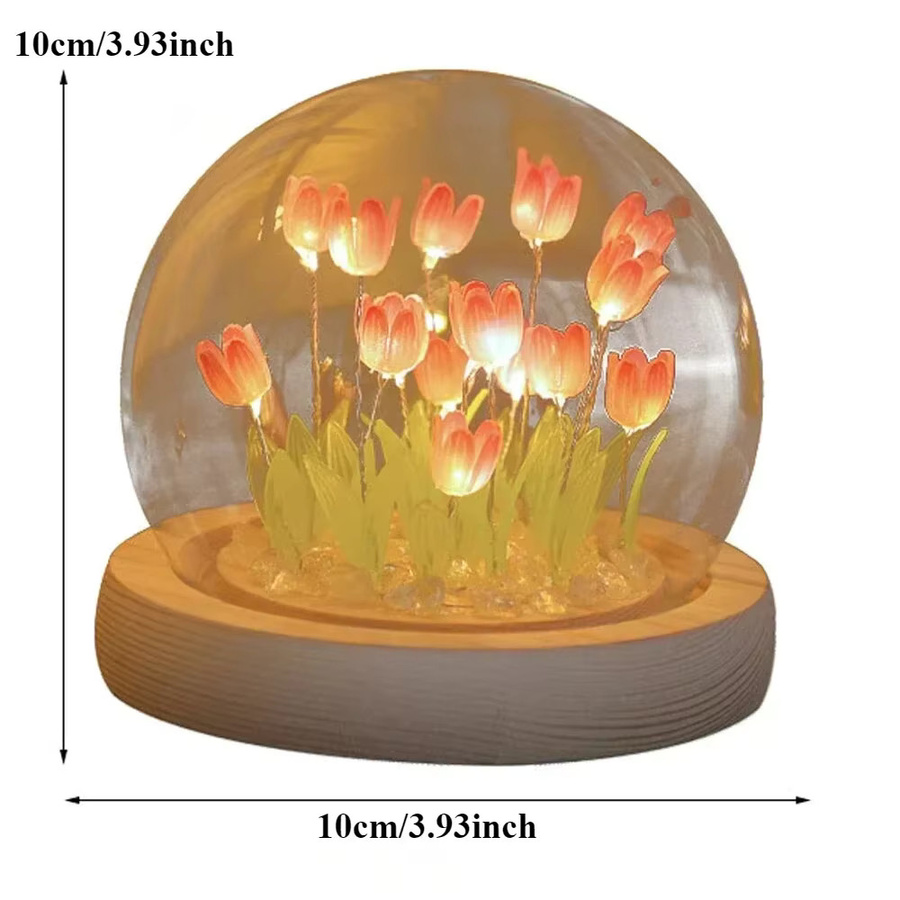 DIY Tulpe Nachtlicht Materialpaket zur kreativen Lampen-Gestaltung in Gelb und Mehrfarbig mit Holzbasis - Bild 2