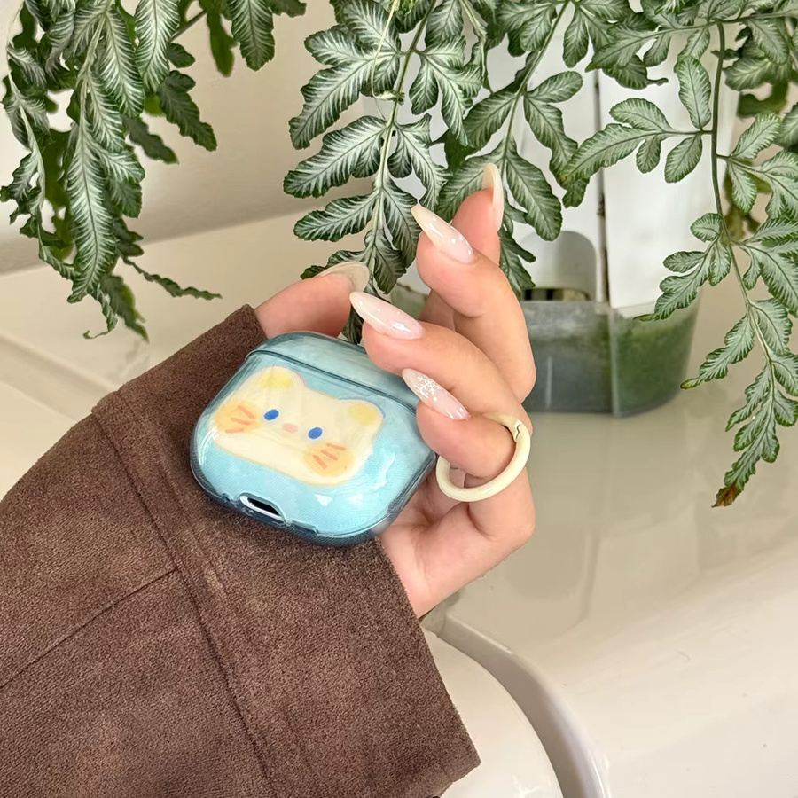 Transparente AirPods Hülle mit süßem Cartoon Katze Design in Blau inklusive Anhänger für Apple AirPods 1, 2, 3, 4 und Pro 2 - Bild 4