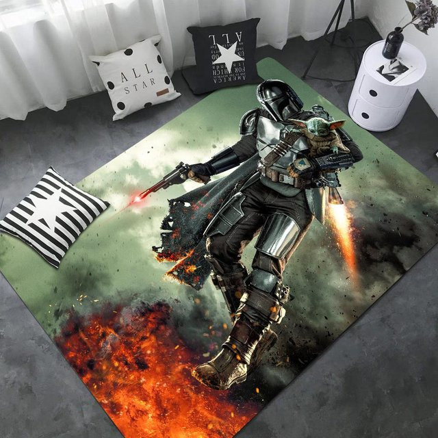 Karpetti Rutschfester Teppich mit Mandalorian und Baby Yoda Motiv, Mehrfarbig, B/B: 60 x 40 cm - Bild 1