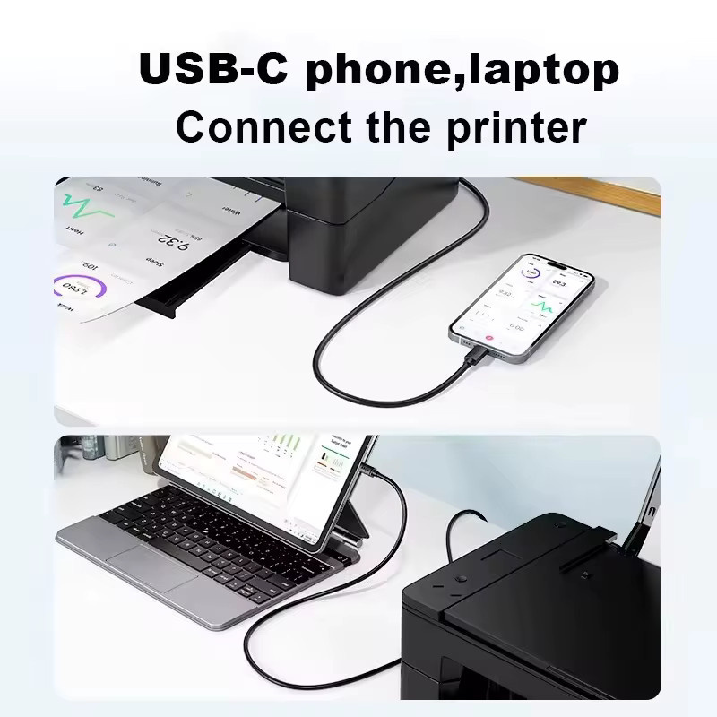 OUIO USB Typ C auf USB Typ B 2.0 Kabel in Schwarz für Drucker und Scanner - Bild 2