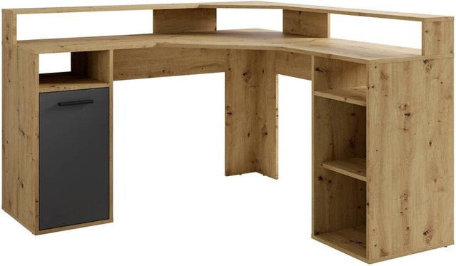 Eckschreibtisch FOX von byLIVING in Eiche und Anthrazit, B/T/H: 139 x 139 x 90,8 cm - Bild 1